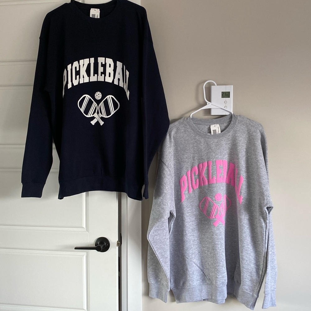 WIN.E navy blue white or grey pink pickleball sweatshirt NWT cotton blend sizeXL